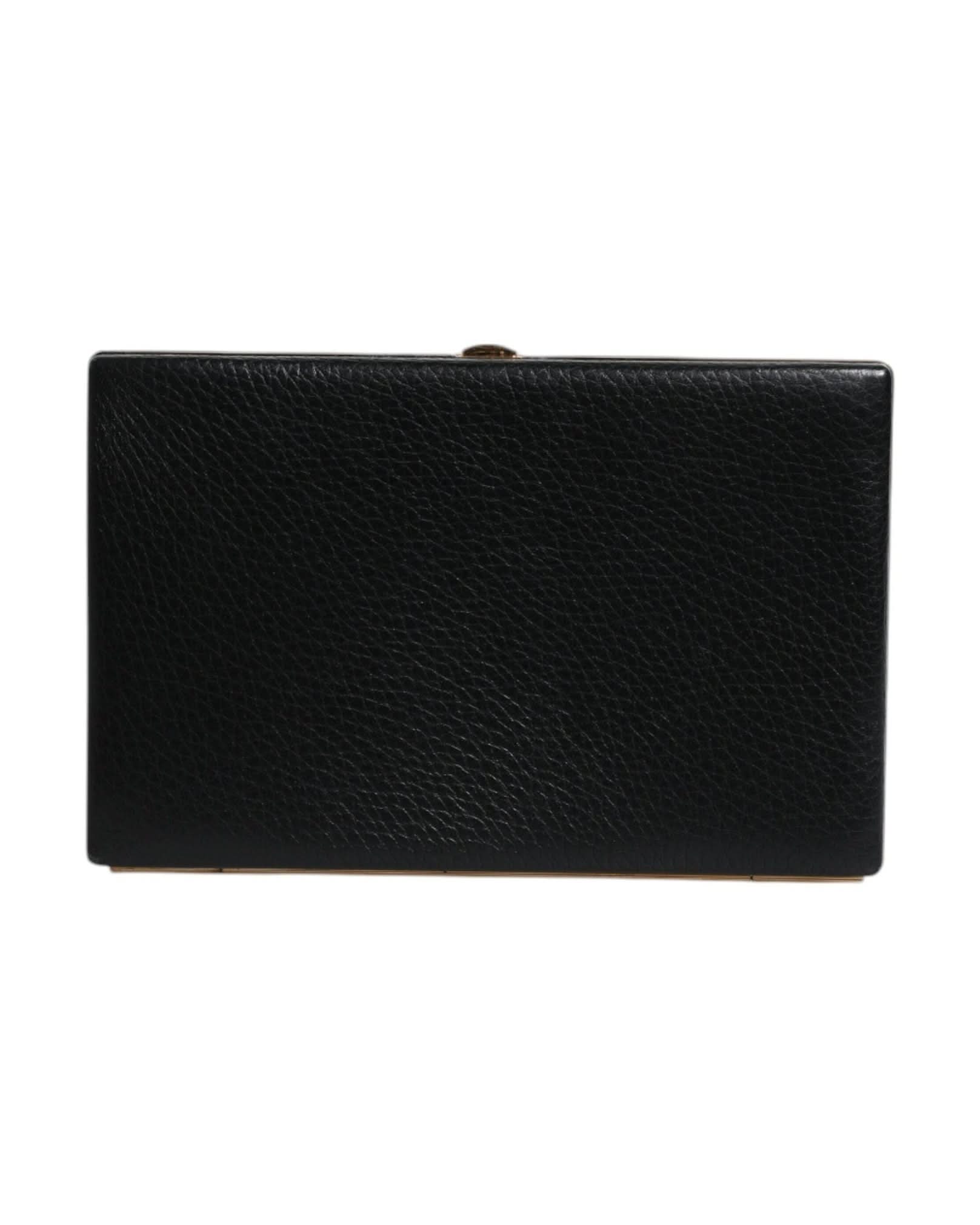 Dolce & Gabbana Black Leather Gold Clutch Bag 