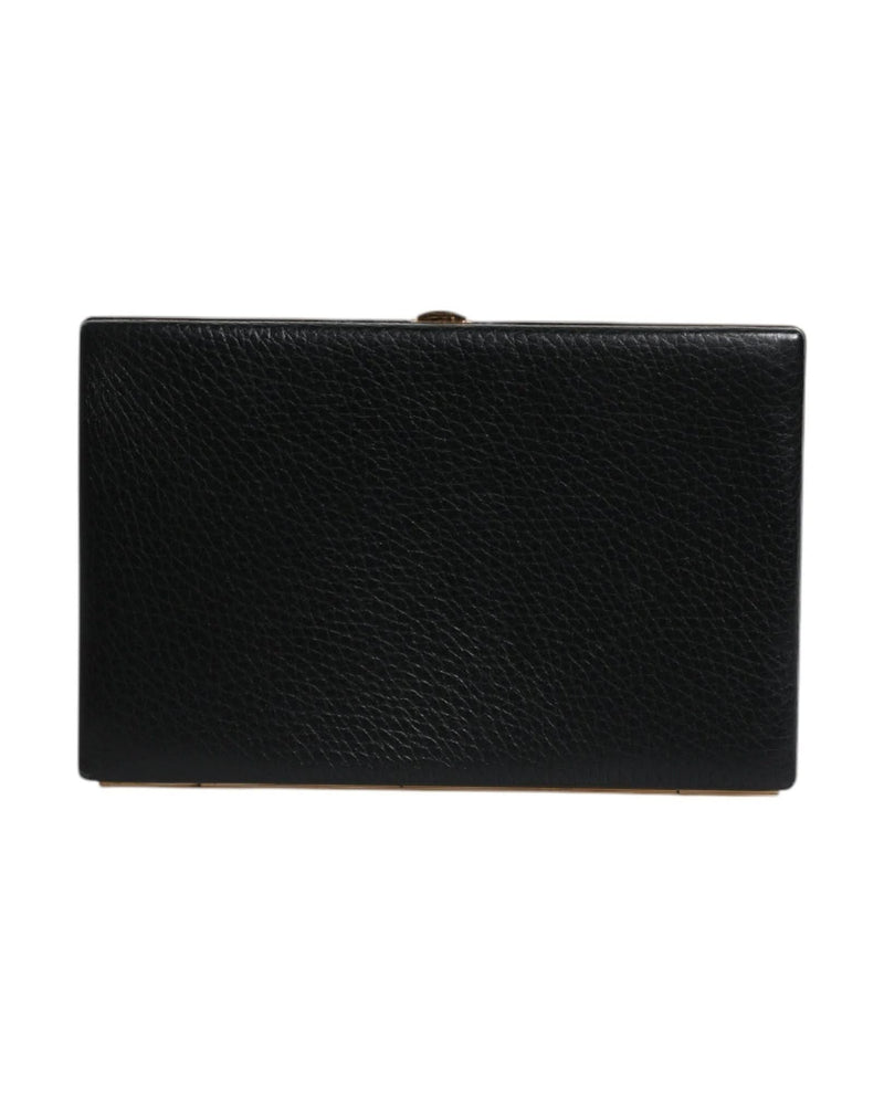 Dolce & Gabbana Black Leather Gold Clutch Bag 