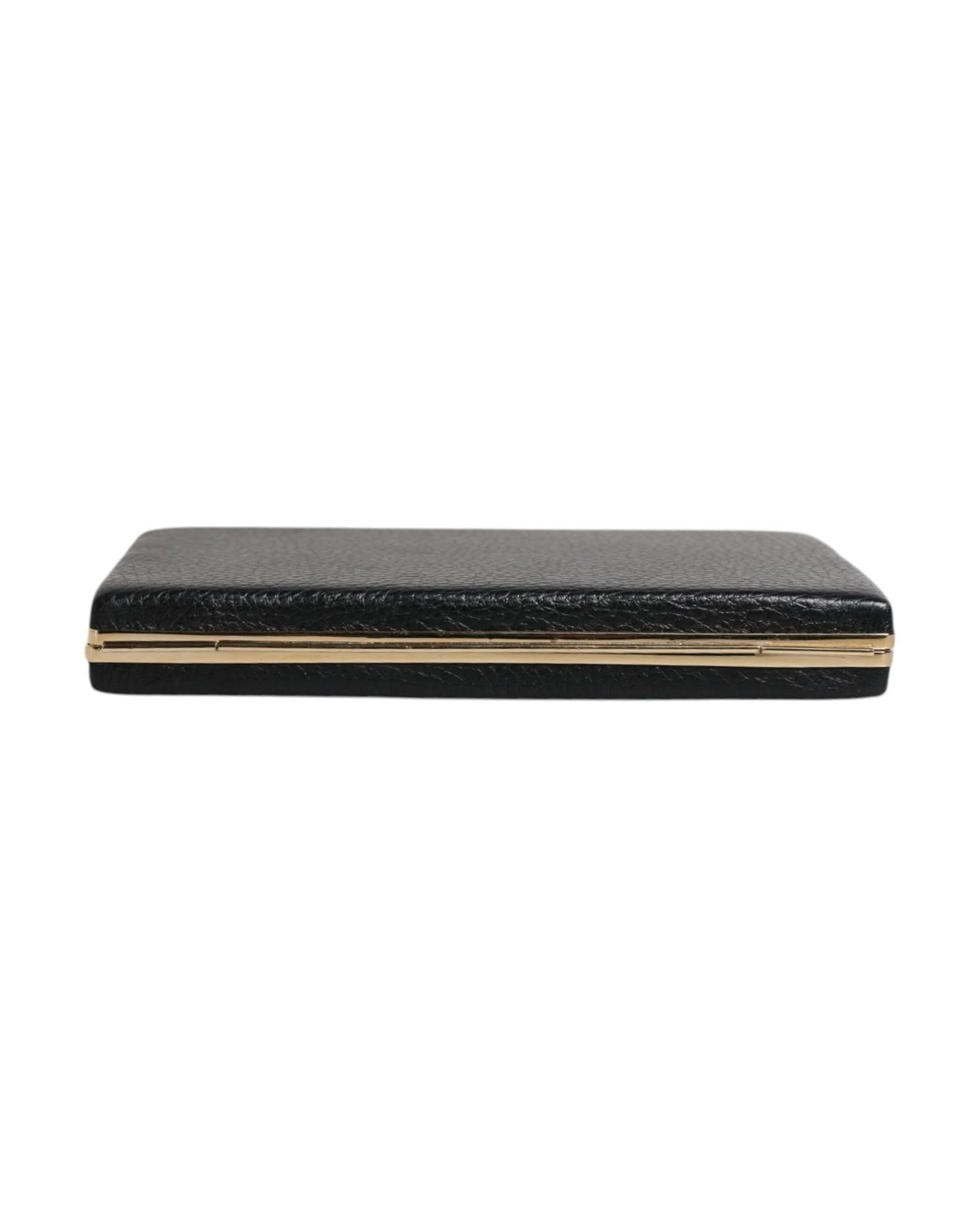 Dolce & Gabbana Black Leather Gold Clutch Bag 