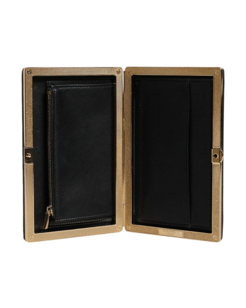 Dolce & Gabbana Black Leather Gold Clutch Bag 