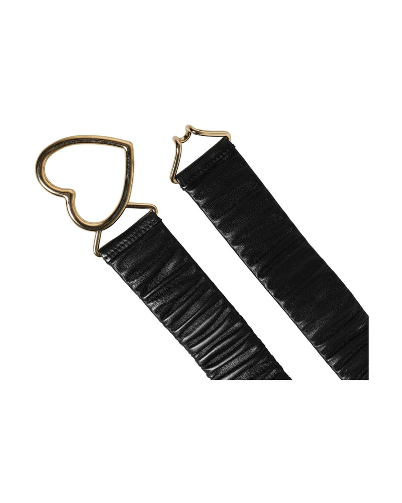 Dolce & Gabbana Black Leather Gold Heart Metal Buckle Belt Glam Steals