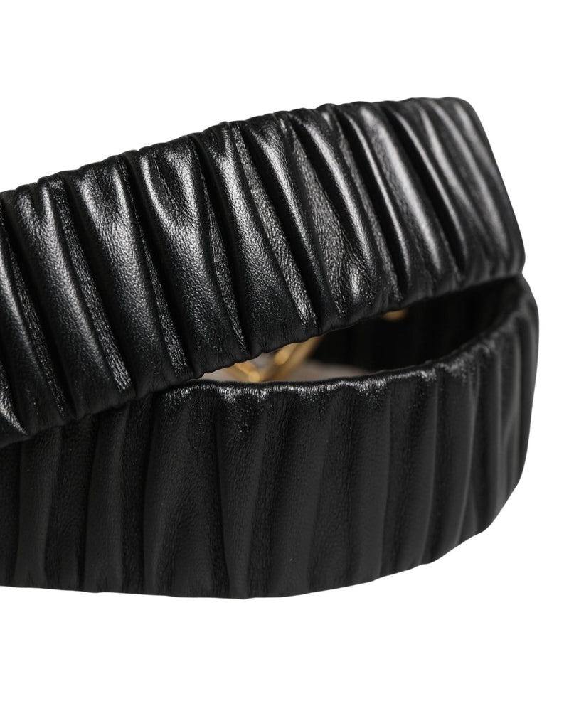 Dolce & Gabbana Black Leather Gold Heart Metal Buckle Belt 