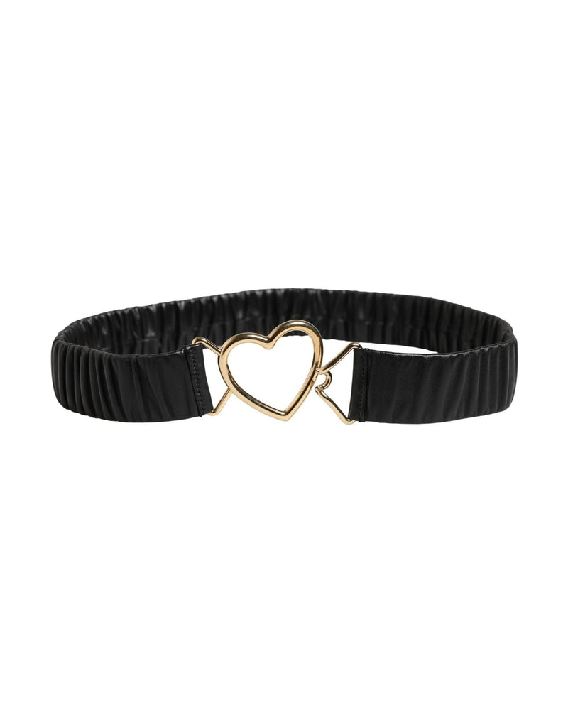 Dolce & Gabbana Black Leather Gold Heart Metal Buckle Belt 