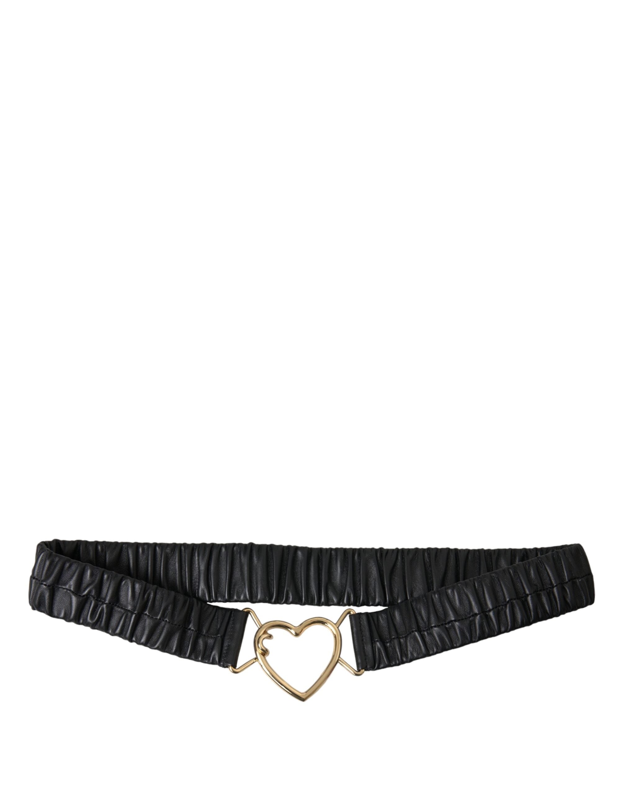 Dolce & Gabbana Black Leather Gold Heart Metal Buckle Belt Glam Steals
