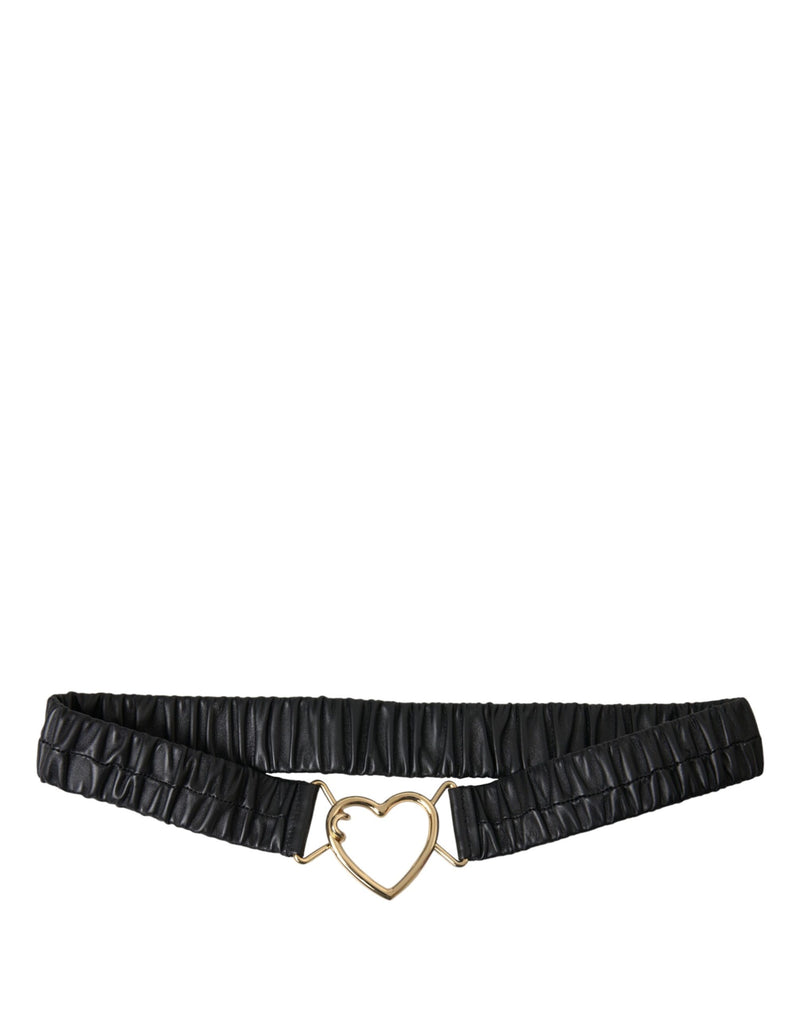 Dolce & Gabbana Black Leather Gold Heart Metal Buckle Belt Glam Steals