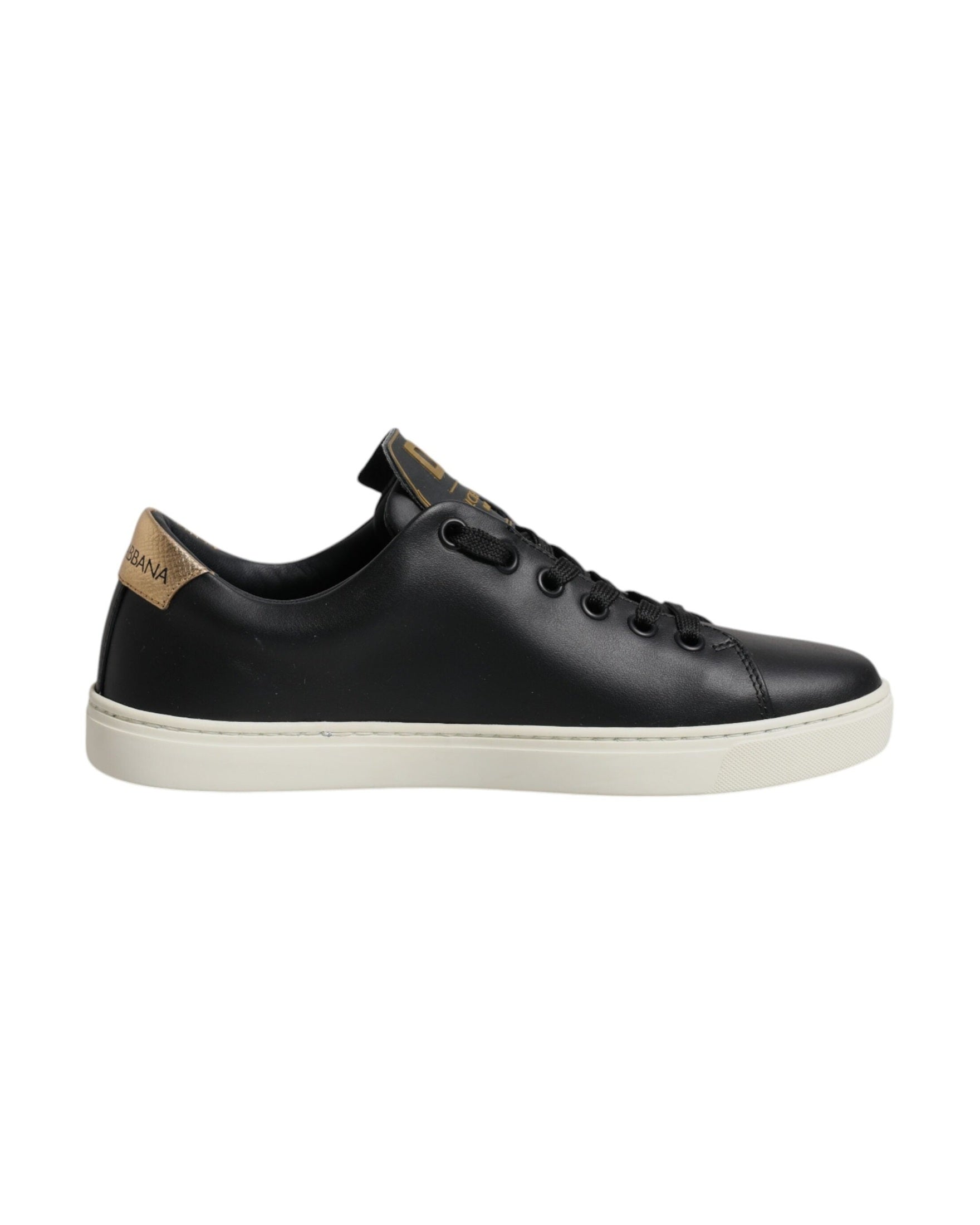 Dolce & Gabbana Black Leather Gold Red Heart Sneakers Shoes Glam Steals