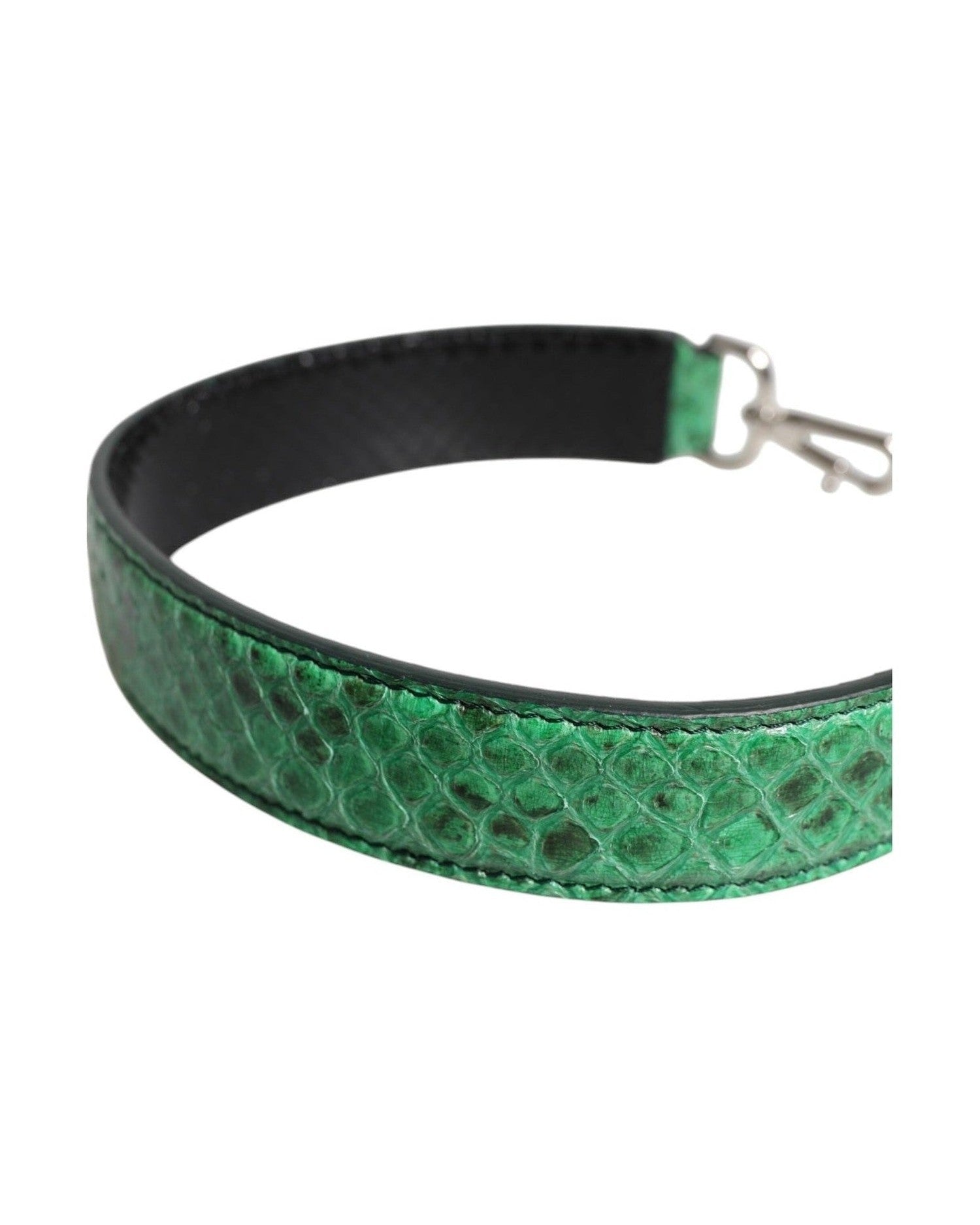 Dolce & Gabbana Black Leather Green Exotic Bag Shoulder Strap Glam Steals