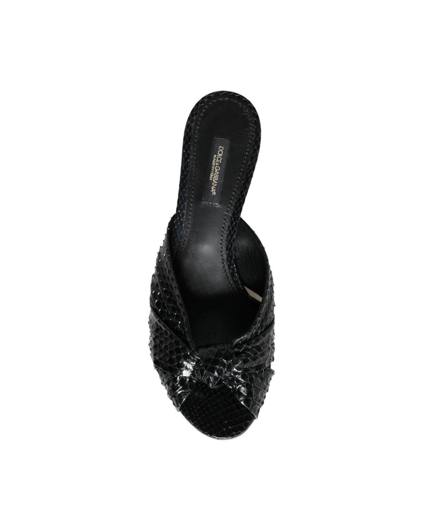 Dolce & Gabbana Black Leather Heels Slides Sandals Shoes Heels