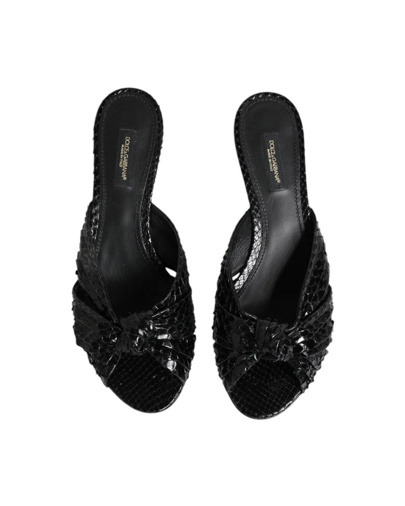 Dolce & Gabbana Black Leather Heels Slides Sandals Shoes Sandals