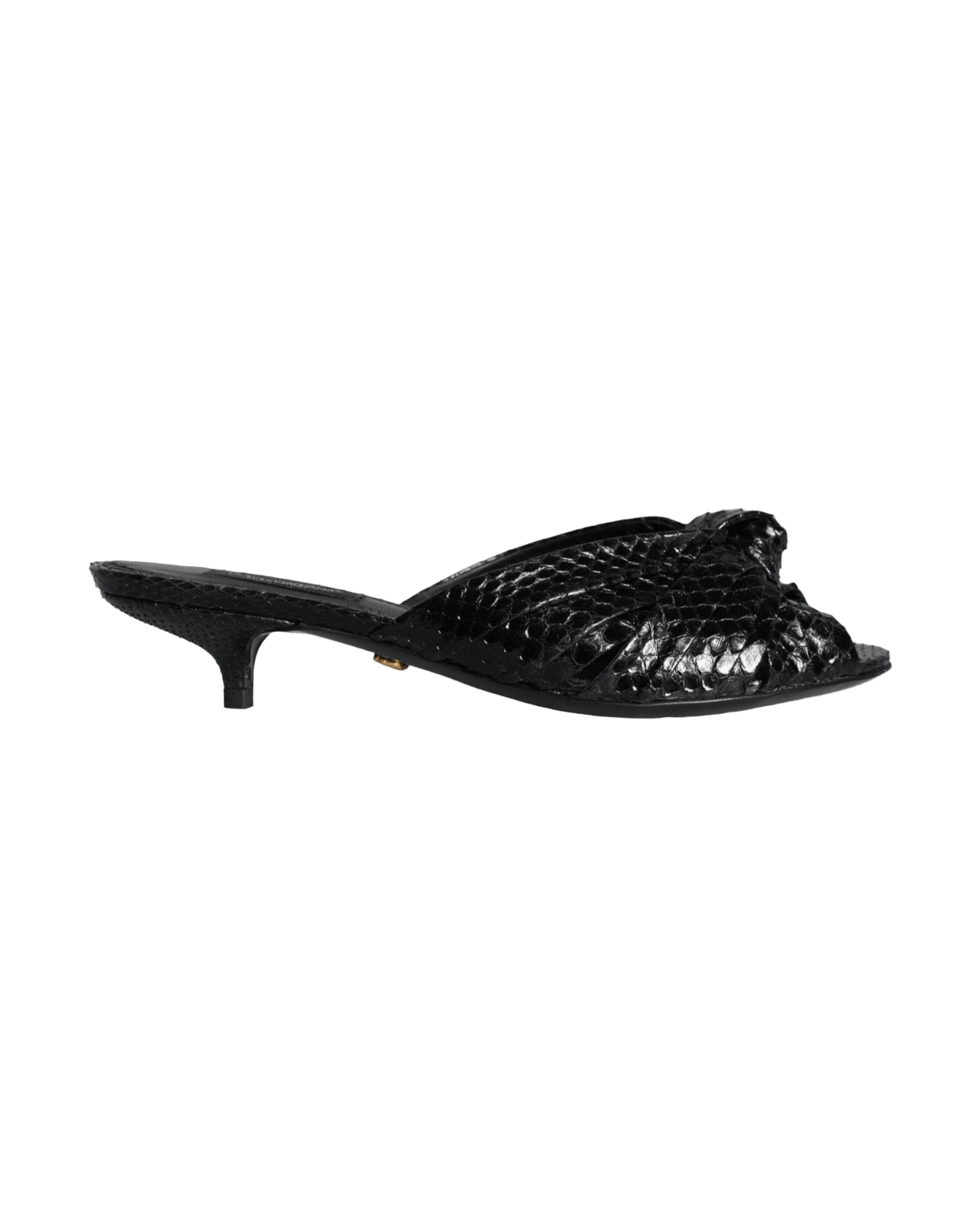 Dolce & Gabbana Black Leather Heels Slides Sandals Shoes Glam Steals