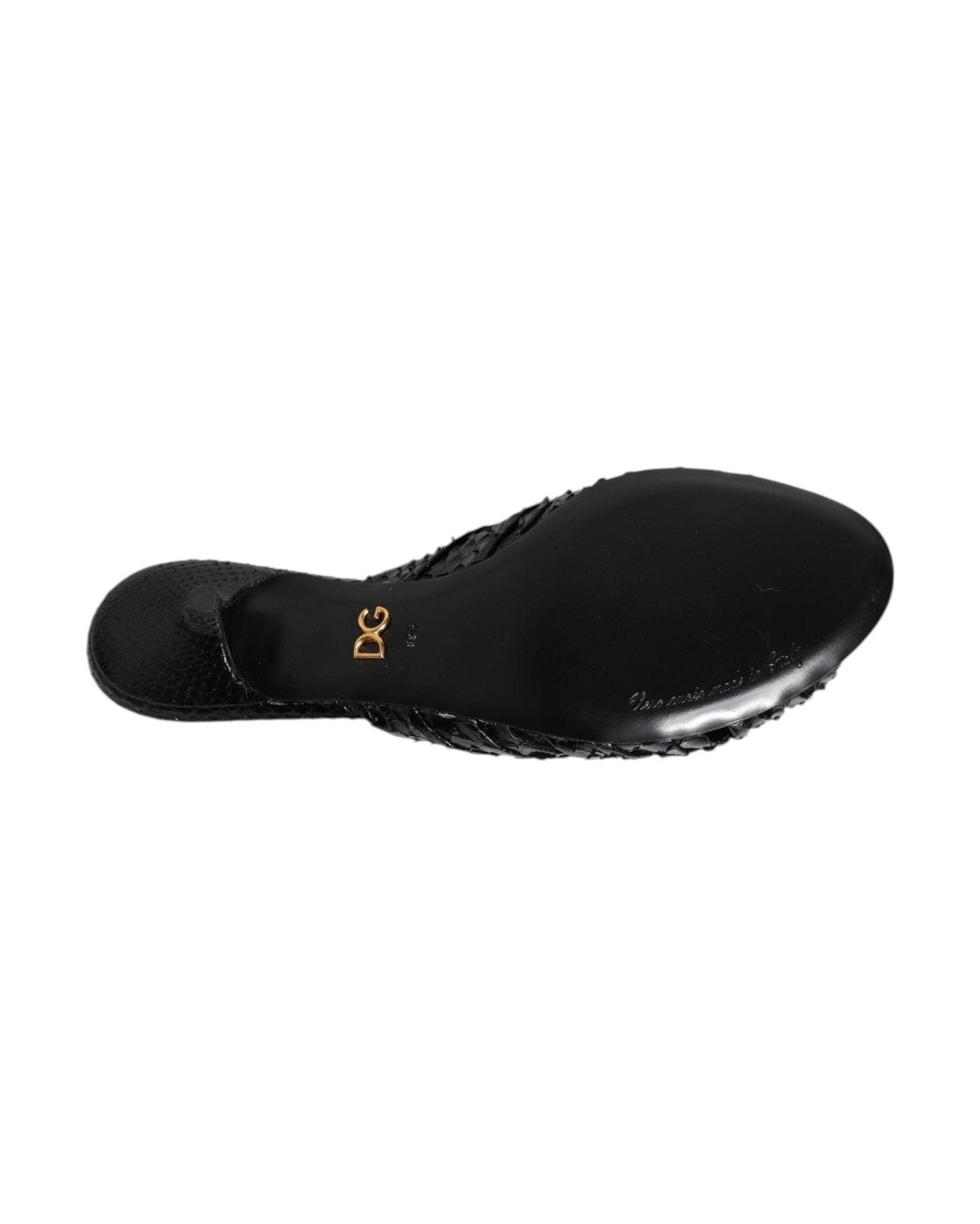 Dolce & Gabbana Black Leather Heels Slides Sandals Shoes Glam Steals