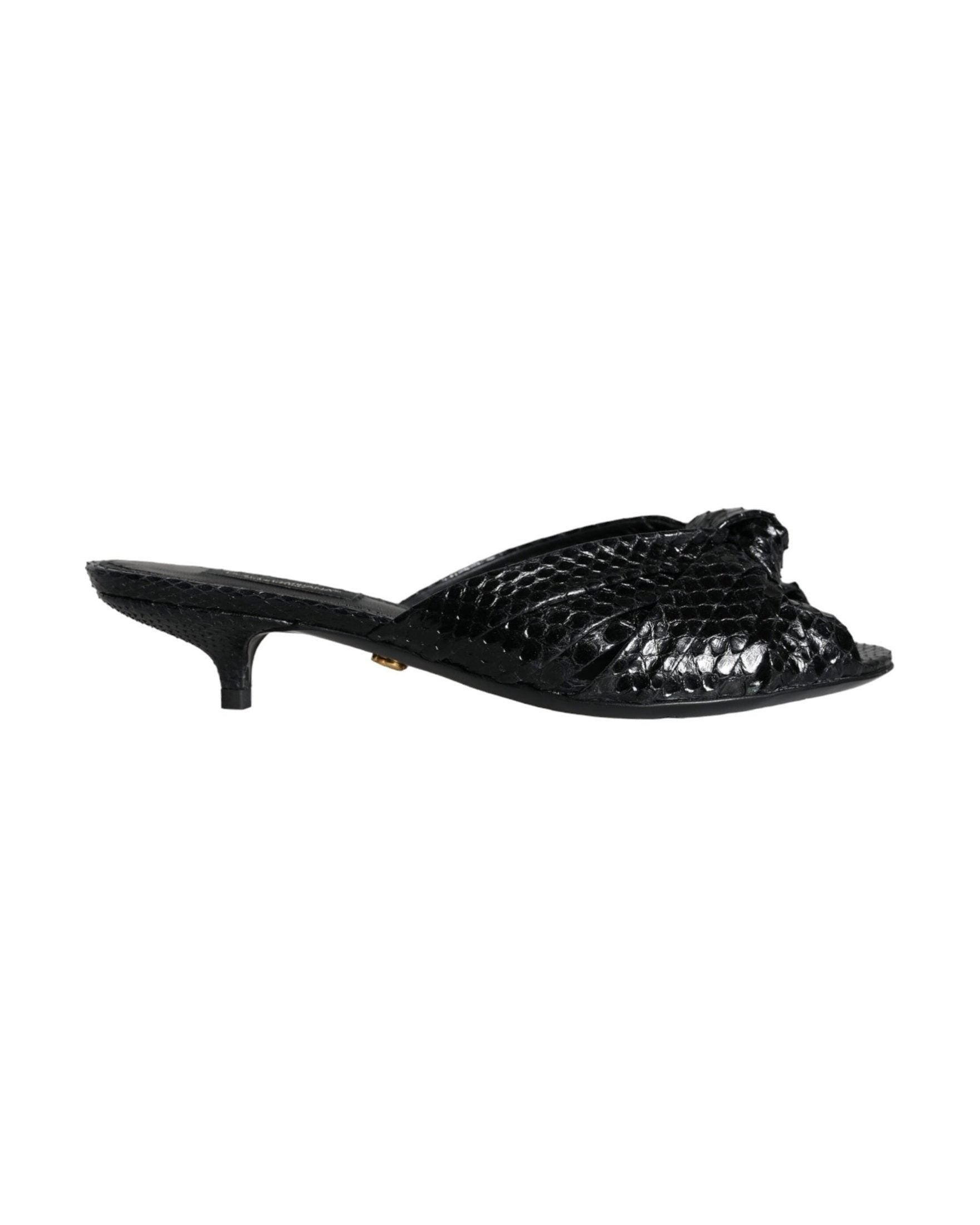 Dolce & Gabbana Black Leather Heels Slides Sandals Shoes Glam Steals