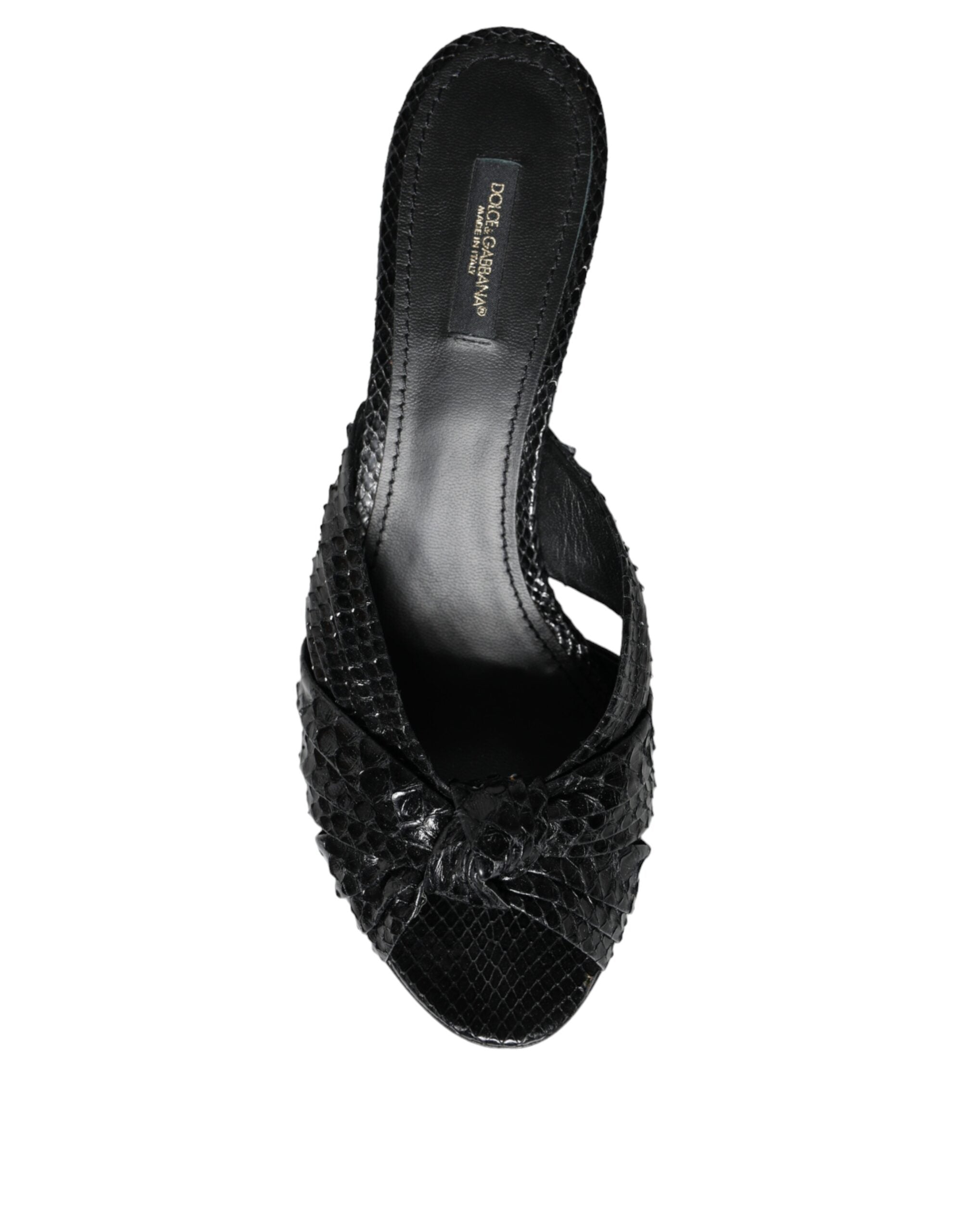 Dolce & Gabbana Black Leather Heels Slides Sandals Shoes Glam Steals
