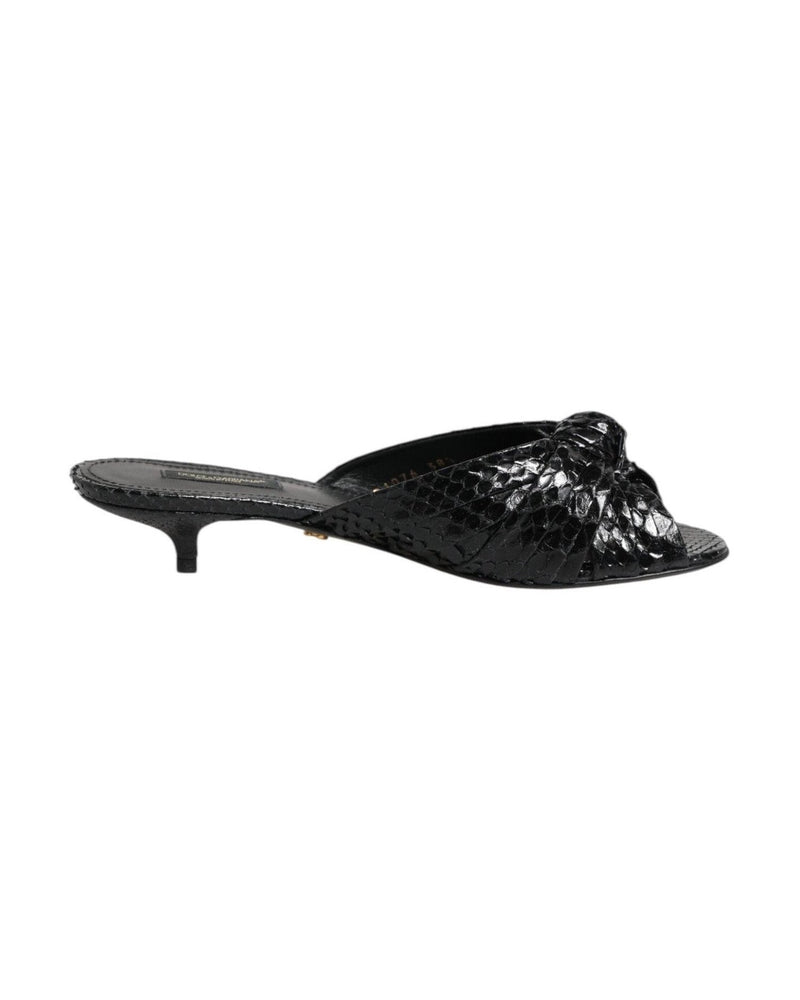 Dolce & Gabbana Black Leather Heels Slides Sandals Shoes Glam Steals