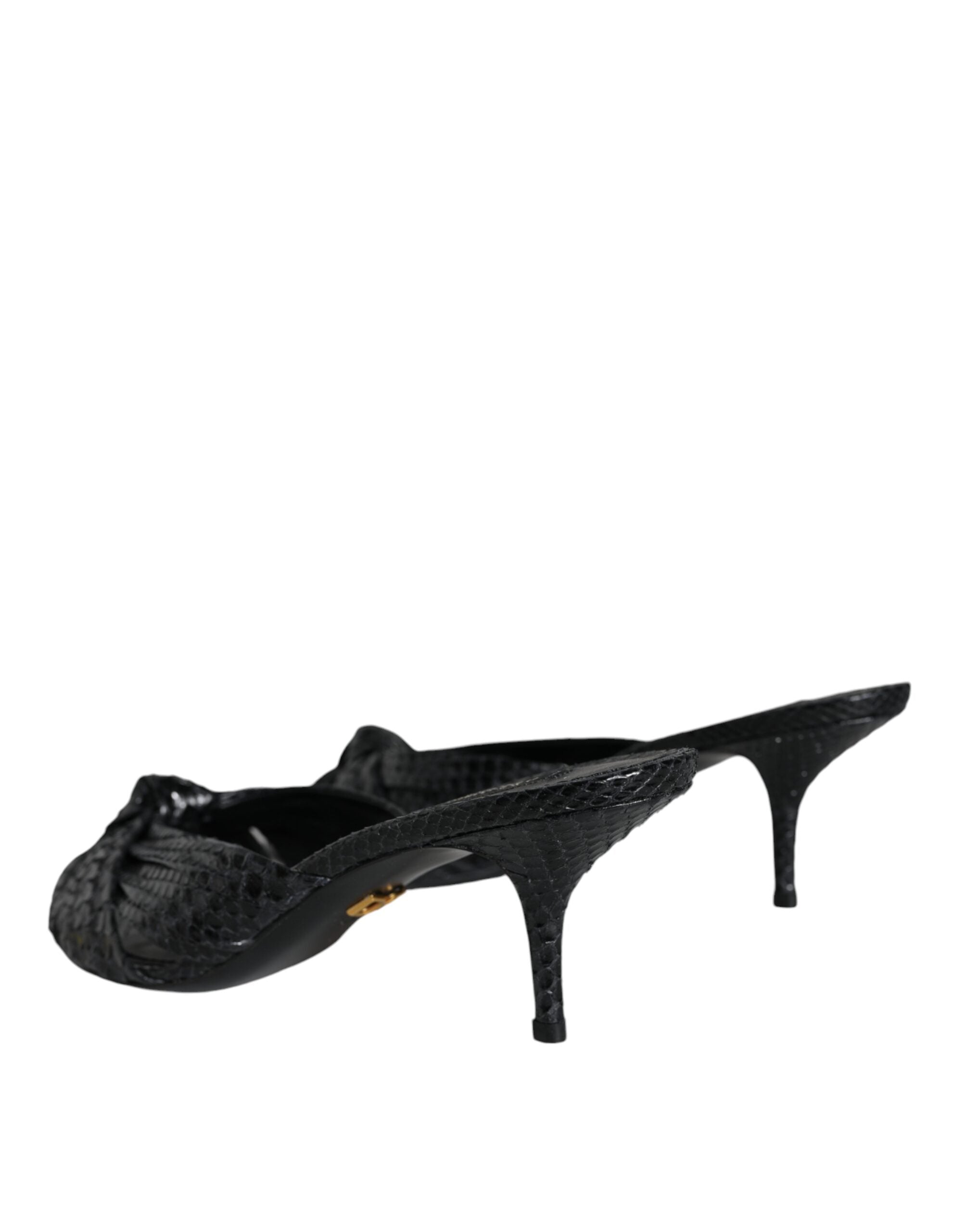 Dolce & Gabbana Black Leather Heels Slides Sandals Shoes Glam Steals