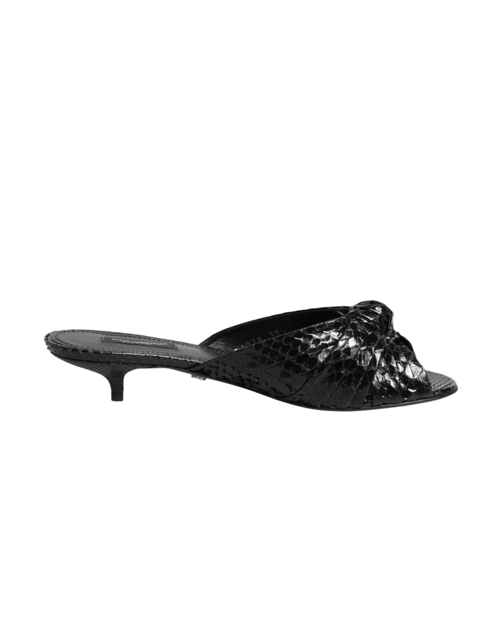 Dolce & Gabbana Black Leather Heels Slides Sandals Shoes Glam Steals