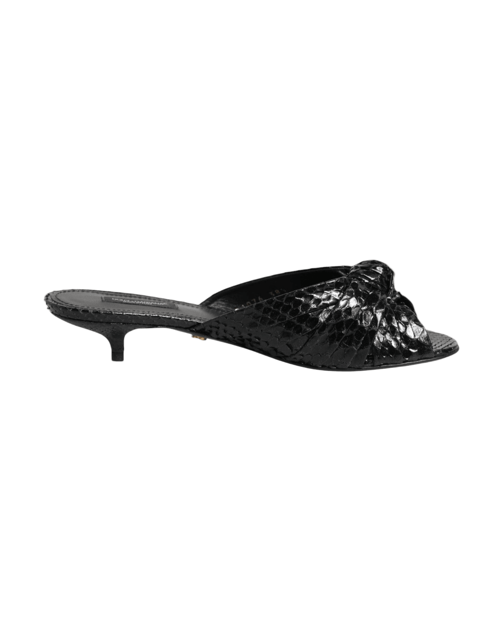 Dolce & Gabbana Black Leather Heels Slides Sandals Shoes Glam Steals