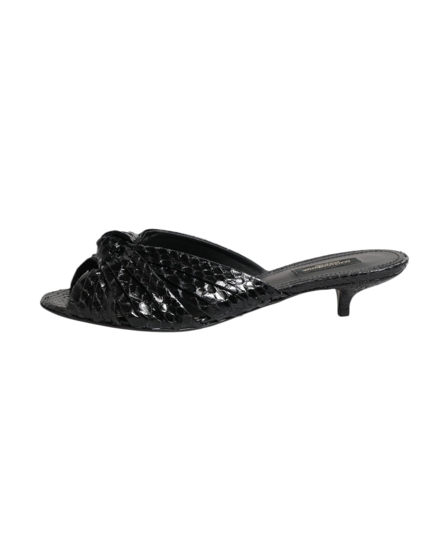 Dolce & Gabbana Black Leather Heels Slides Sandals Shoes Glam Steals