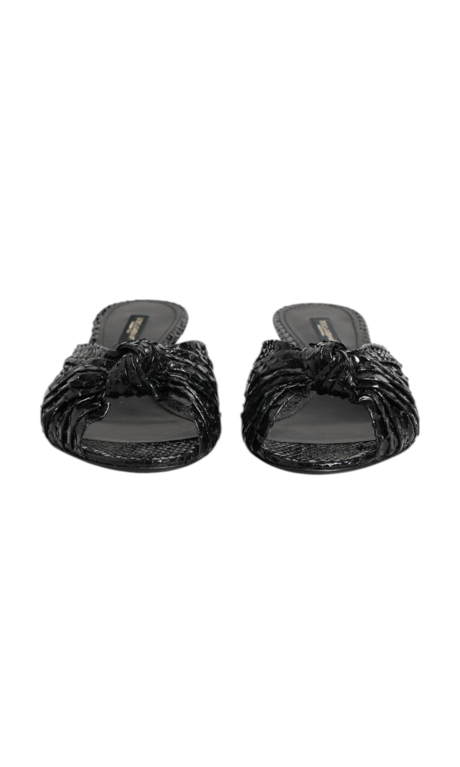 Dolce & Gabbana Black Leather Heels Slides Sandals Shoes Glam Steals
