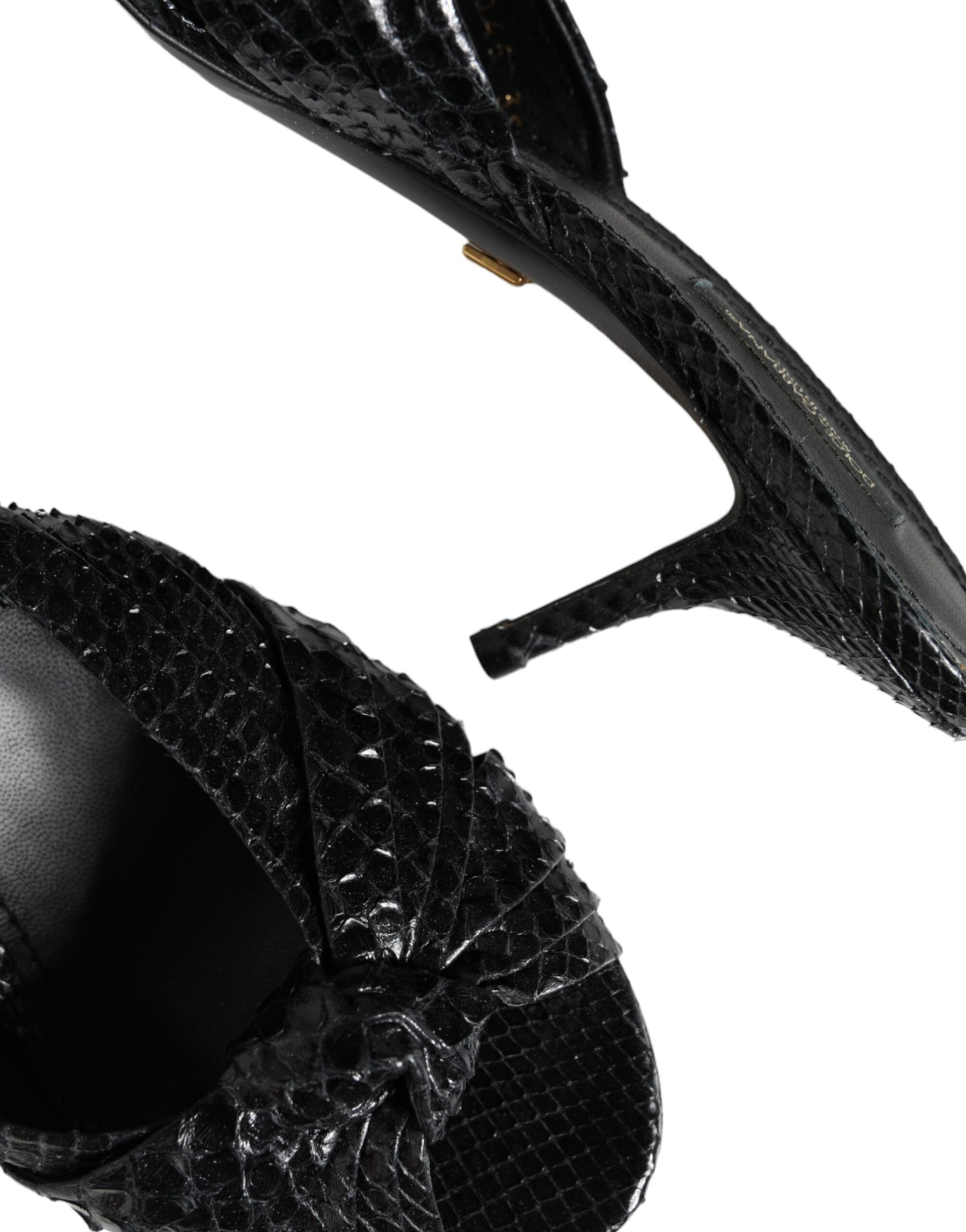 Dolce & Gabbana Black Leather Heels Slides Sandals Shoes Glam Steals
