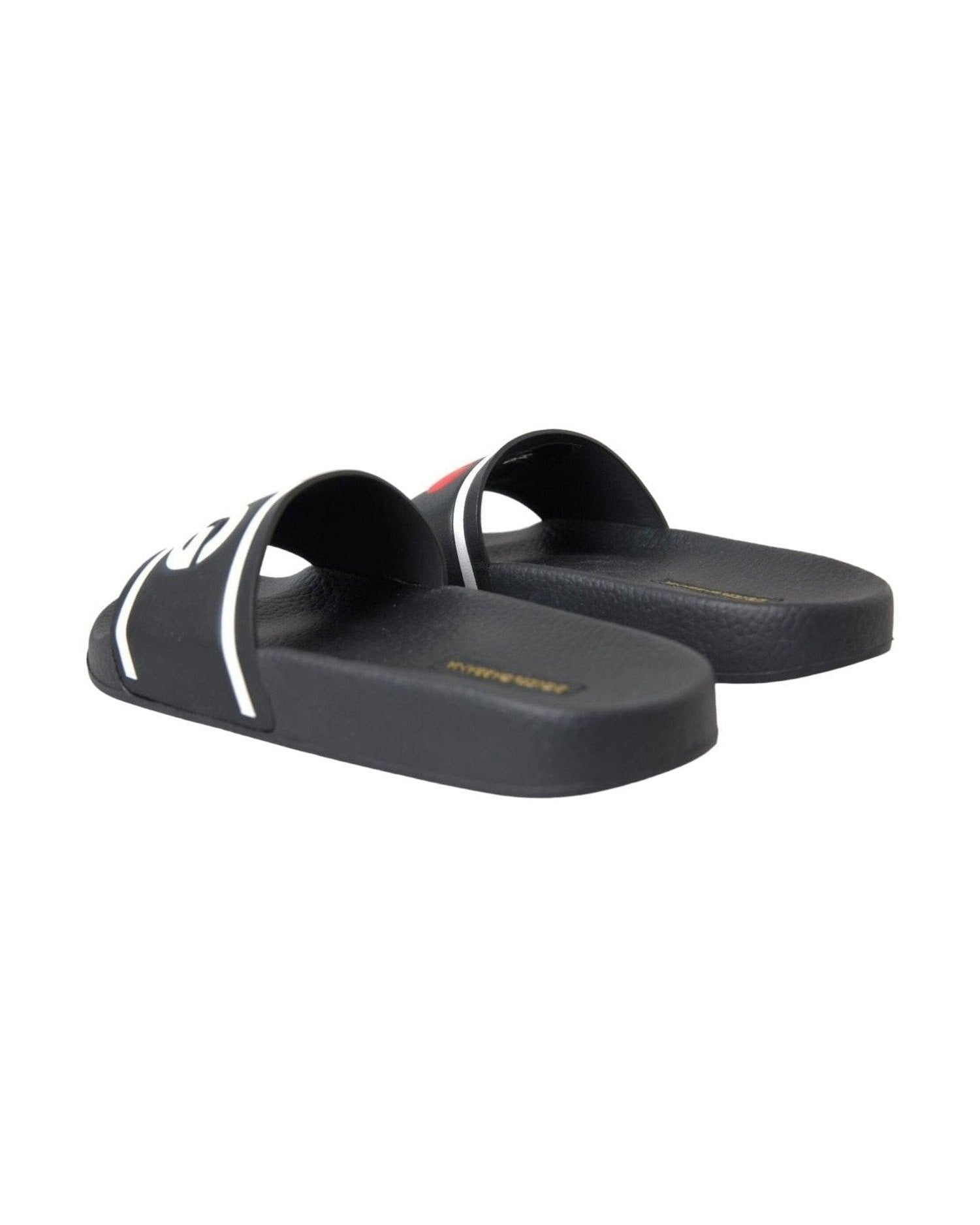 Dolce & Gabbana Black Leather I Love D&G Sandals Slides Shoes Glam Steals