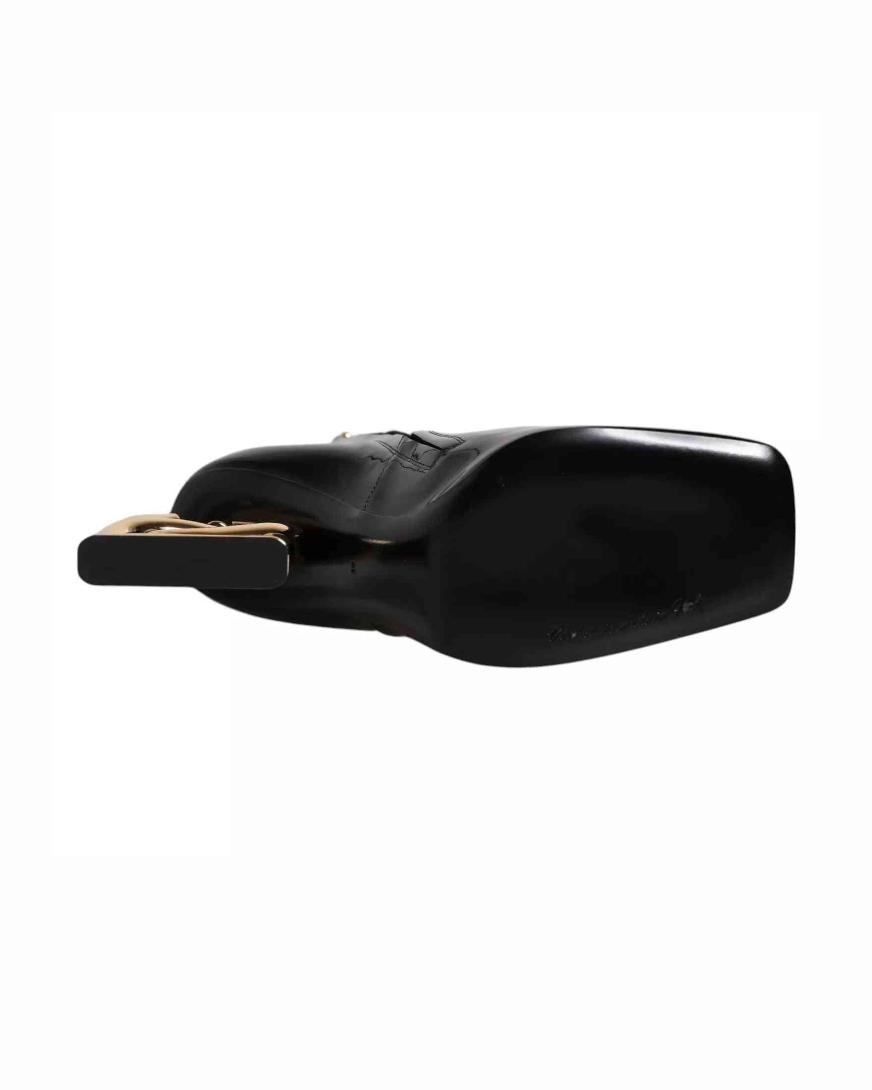 Dolce & Gabbana Black Leather Jackie Mid Calf Boots Shoes Glam Steals