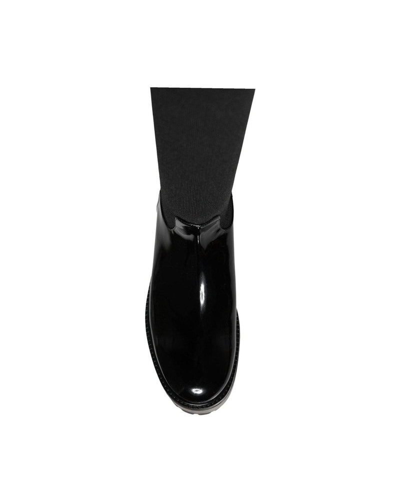 Dolce & Gabbana Black Leather Jersey Knee High Boots Shoes Glam Steals