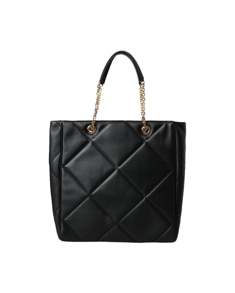 Dolce & Gabbana Leather Jungle Quilted Shopping Tote Black Bag Glam Steals