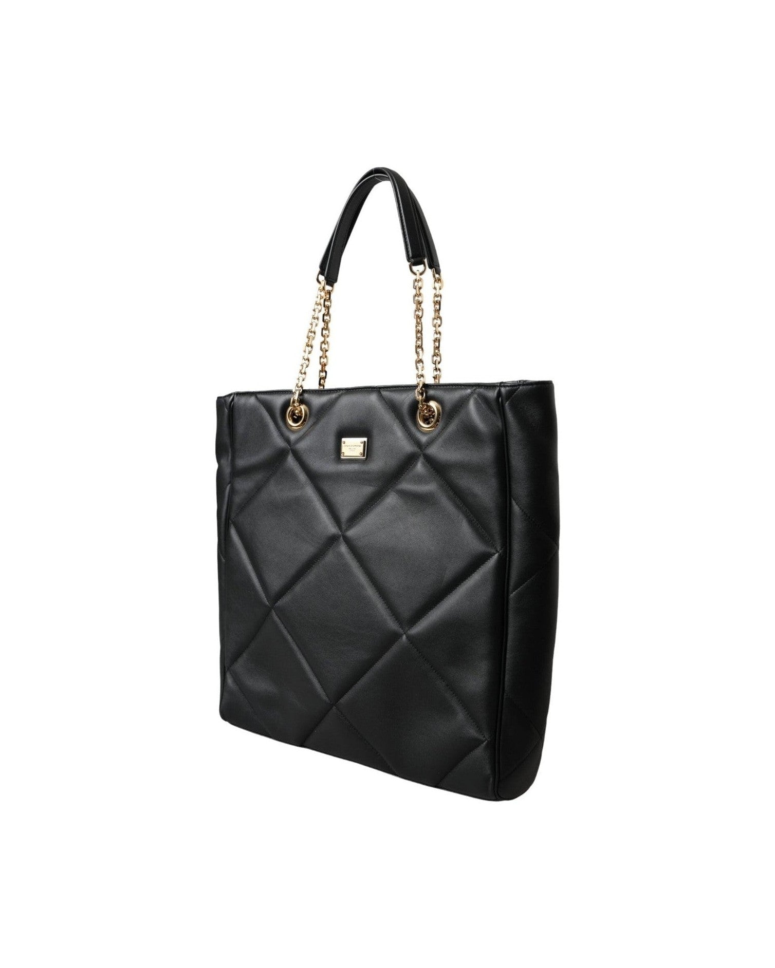 Dolce & Gabbana Leather Jungle Quilted Shopping Tote Black Bag Glam Steals