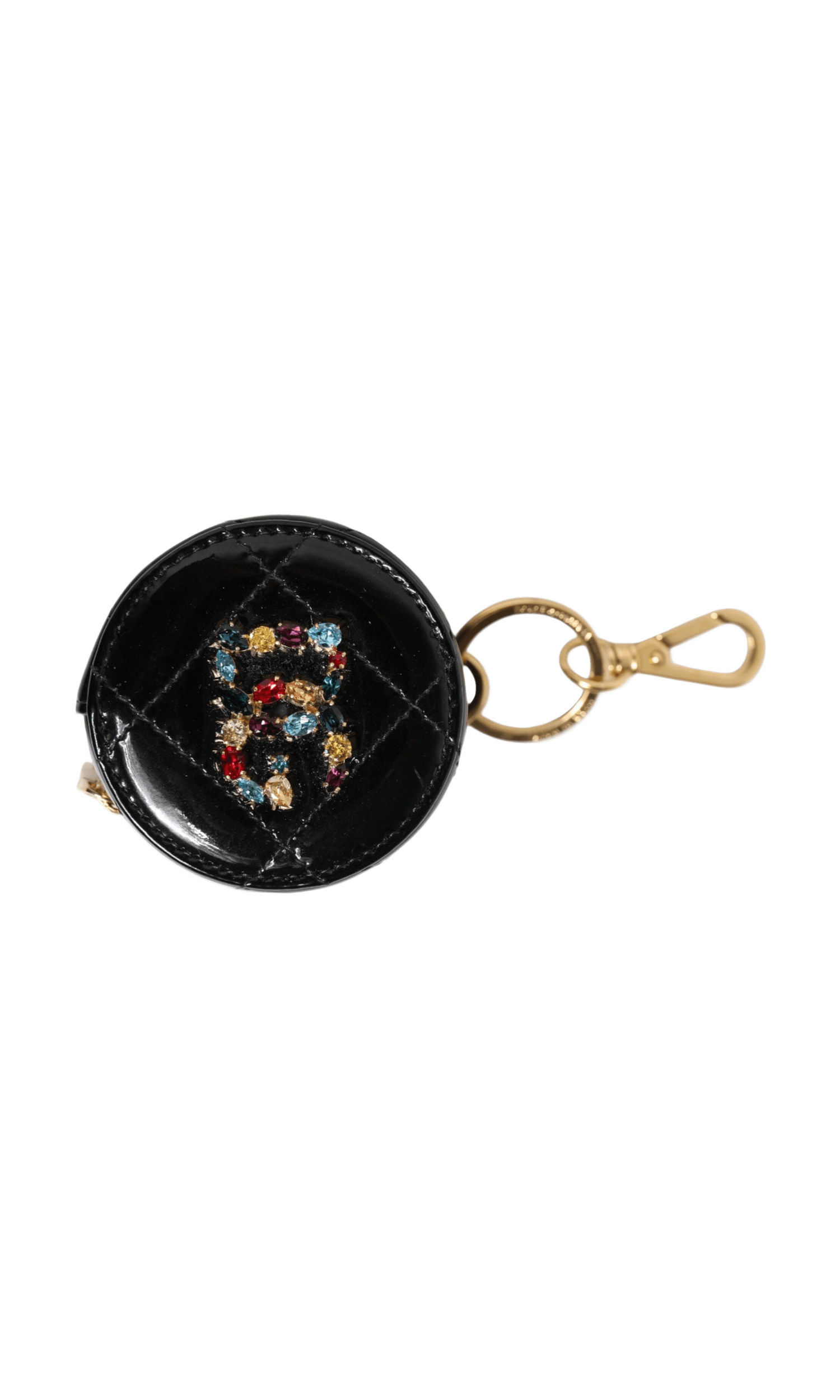 Dolce & Gabbana Black Leather Lamb Dg Crystal Logo Round Coin Purse Wallet Glam Steals