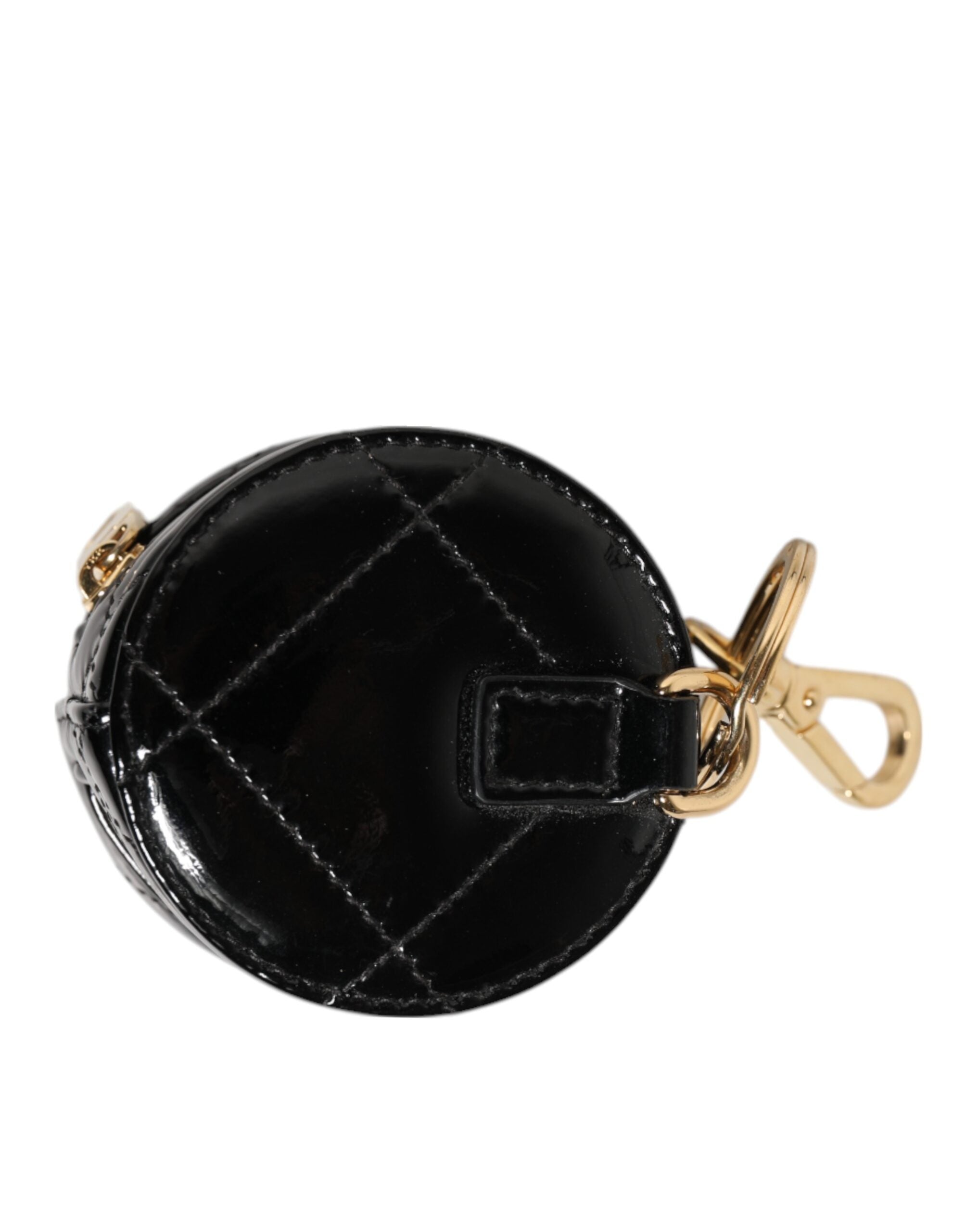 Dolce & Gabbana Black Leather Lamb Dg Crystal Logo Round Coin Purse Wallet Glam Steals