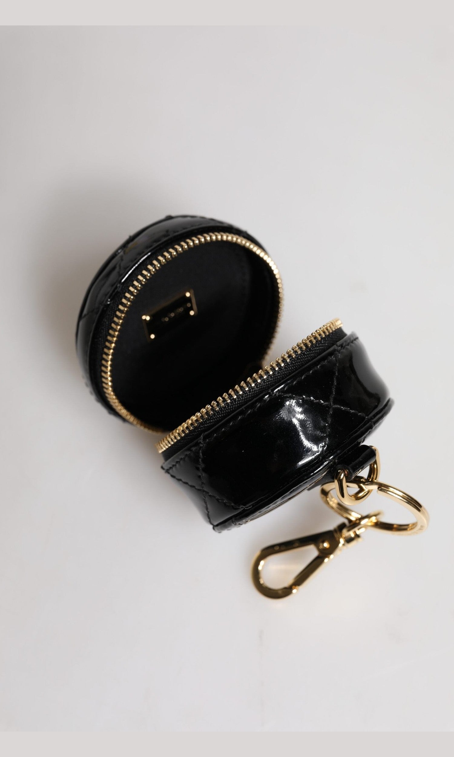 Dolce & Gabbana Black Leather Lamb Dg Crystal Round Coin Purse Wallet Glam Steals