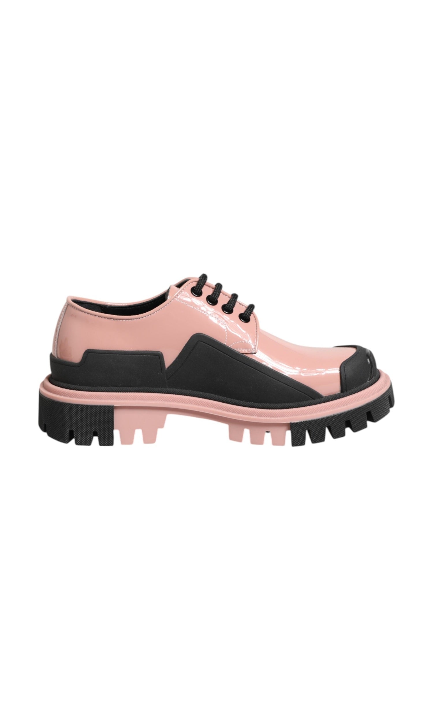 Dolce & Gabbana Black Leather Light Powder Pink Lace Up Shoes Glam Steals