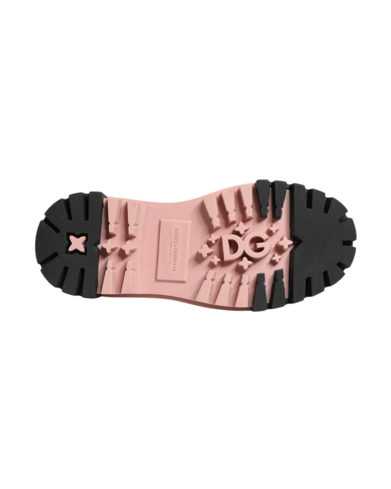 Dolce & Gabbana Black Leather Light Powder Pink Lace Up Shoes Glam Steals