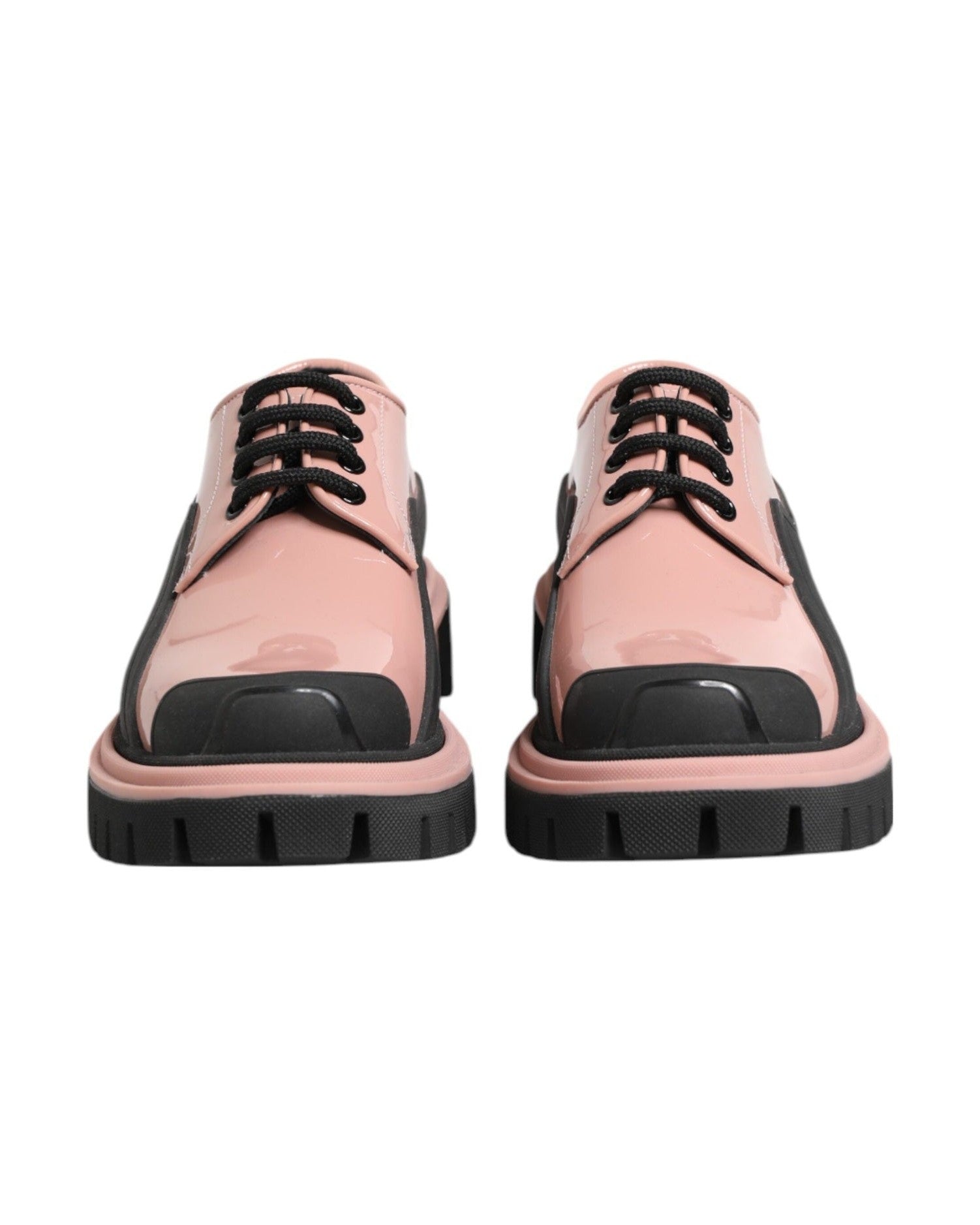 Dolce & Gabbana Black Leather Light Powder Pink Lace Up Shoes Glam Steals