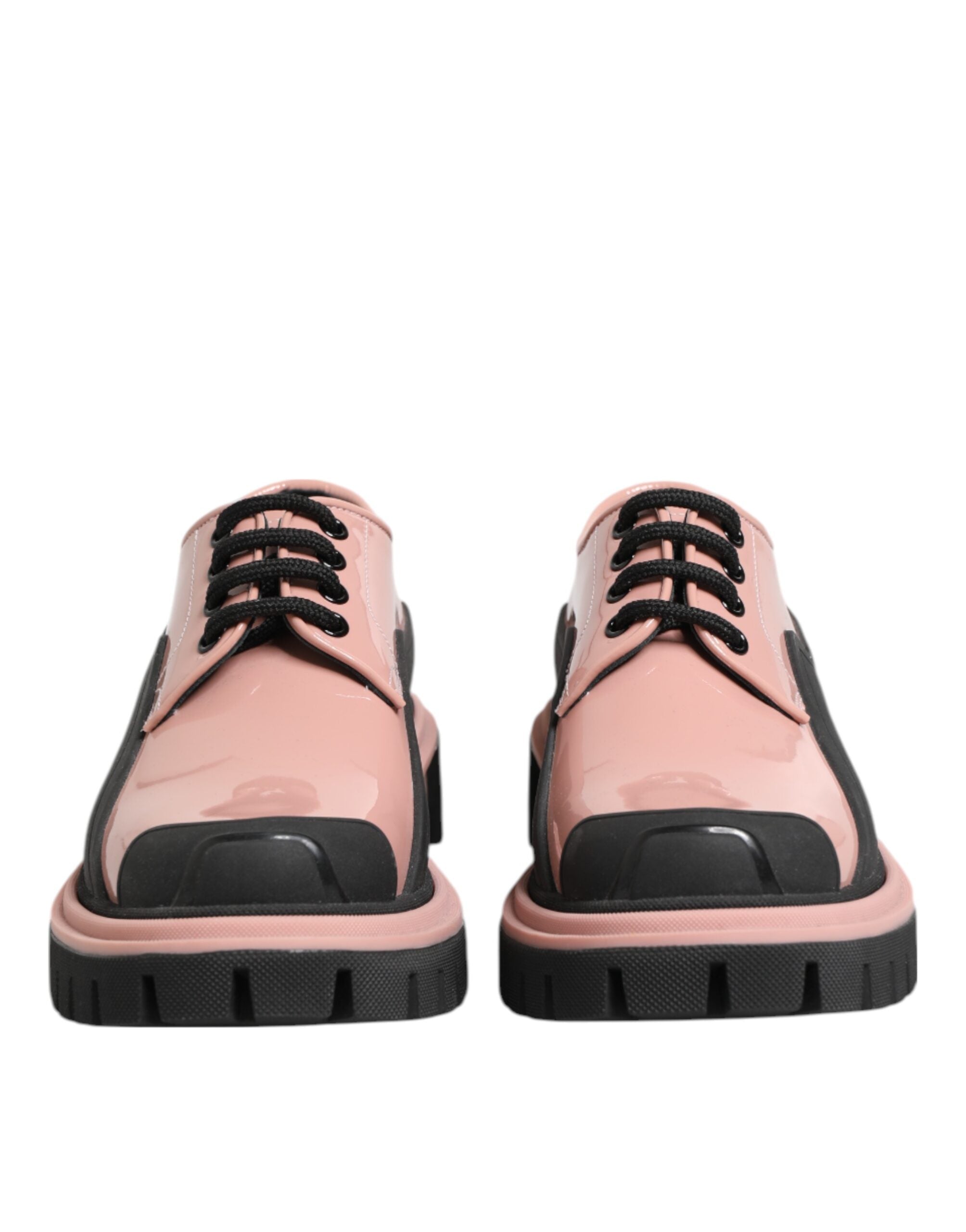Dolce & Gabbana Black Leather Light Powder Pink Lace Up Shoes Glam Steals