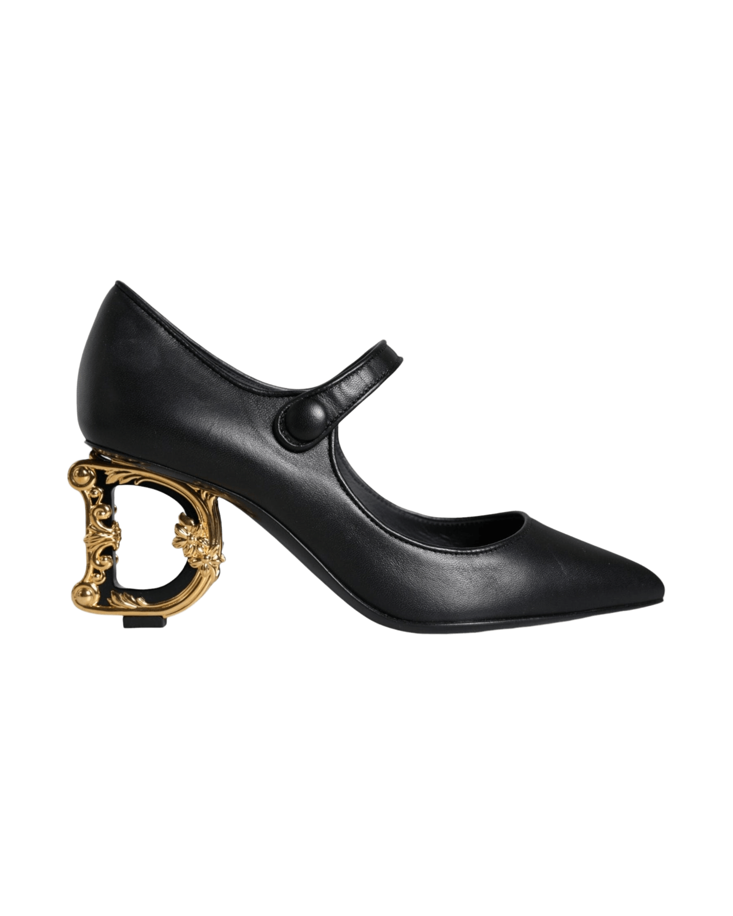 Dolce & Gabbana Black Leather Logo Heels Mary Janes Pumps Shoes Glam Steals