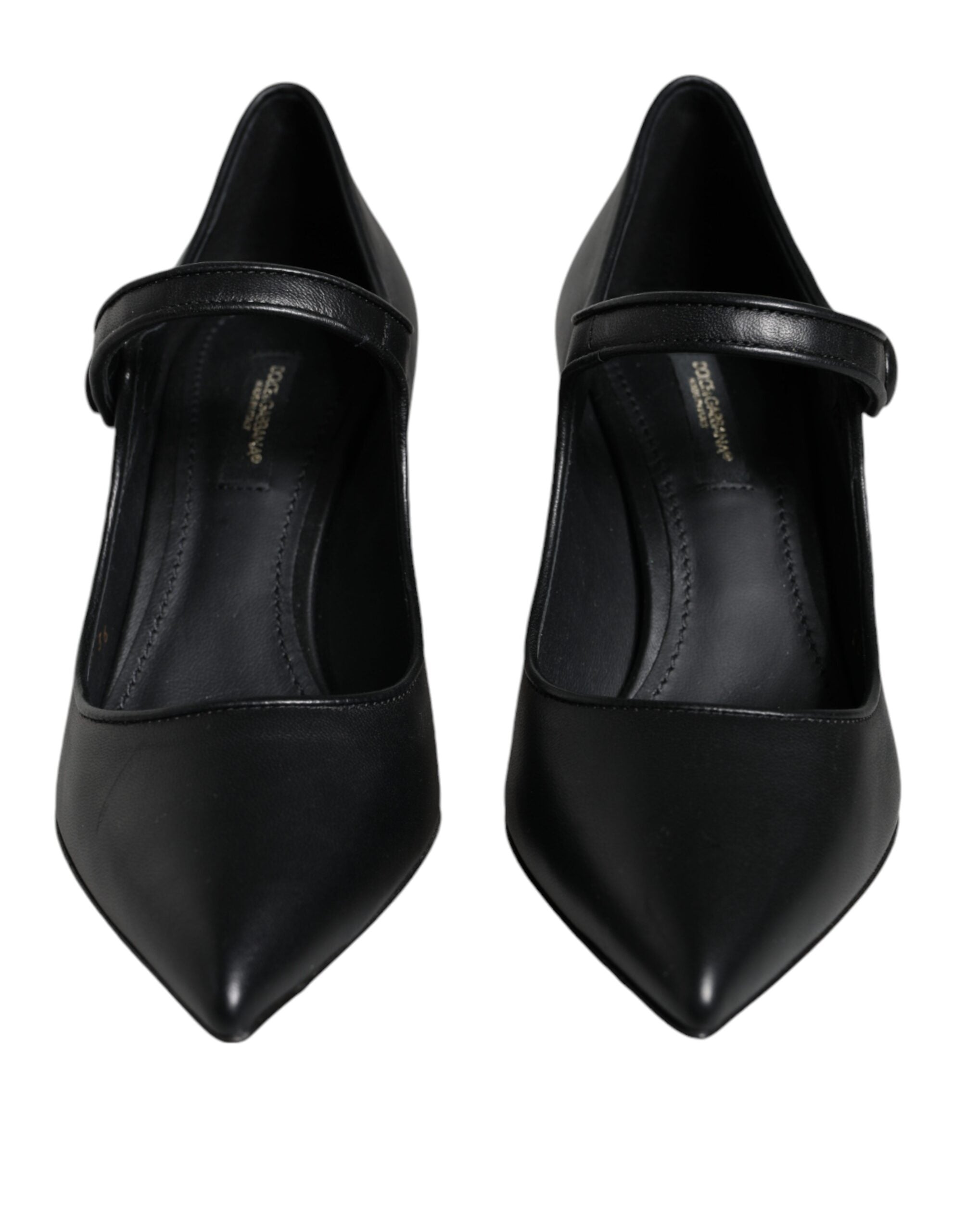 Dolce & Gabbana Black Leather Logo Heels Mary Janes Pumps Shoes Glam Steals
