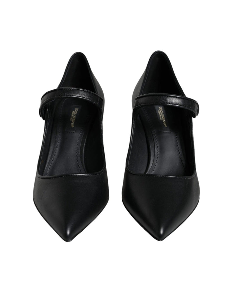 Dolce & Gabbana Black Leather Logo Heels Mary Janes Pumps Shoes Glam Steals