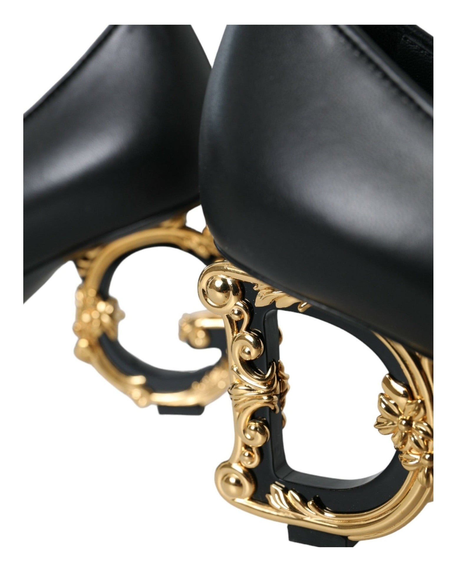 Dolce & Gabbana Black Leather Logo Heels Mary Janes Pumps Shoes Glam Steals