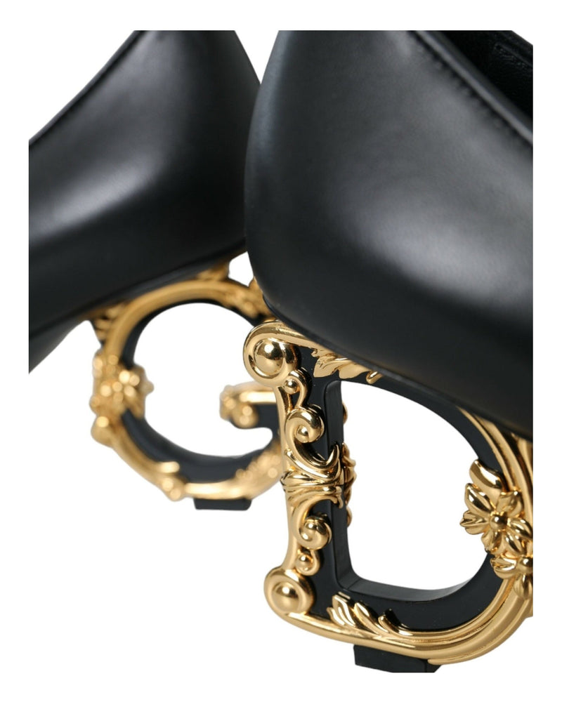 Dolce & Gabbana Black Leather Logo Heels Mary Janes Pumps Shoes Glam Steals