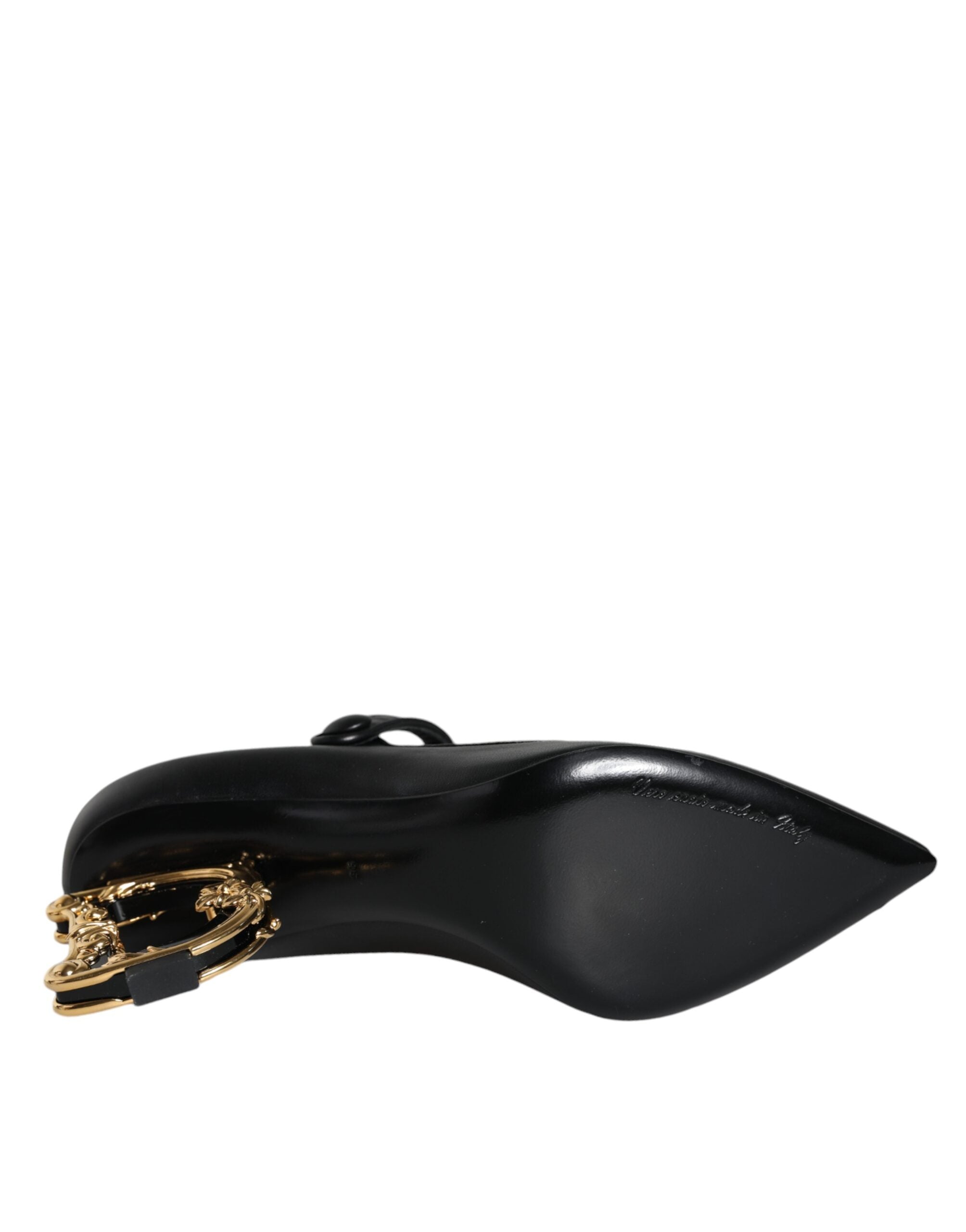 Dolce & Gabbana Black Leather Logo Heels Mary Janes Pumps Shoes Glam Steals