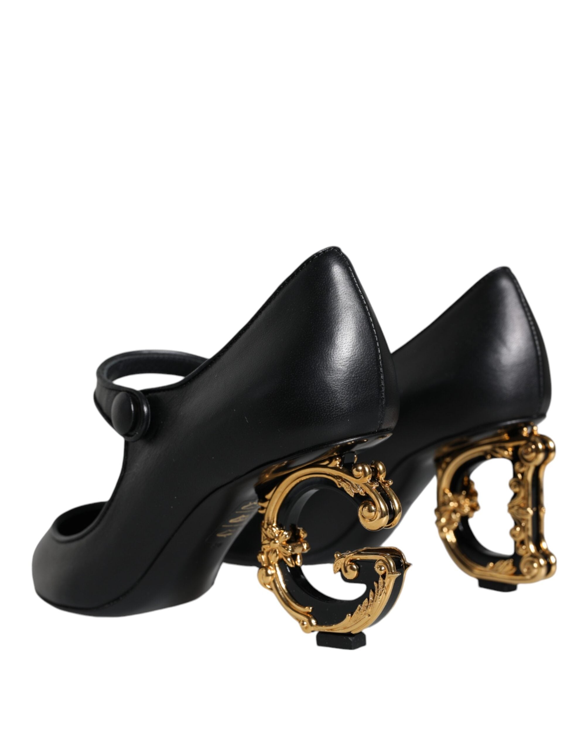 Dolce & Gabbana Black Leather Logo Heels Mary Janes Pumps Shoes Glam Steals