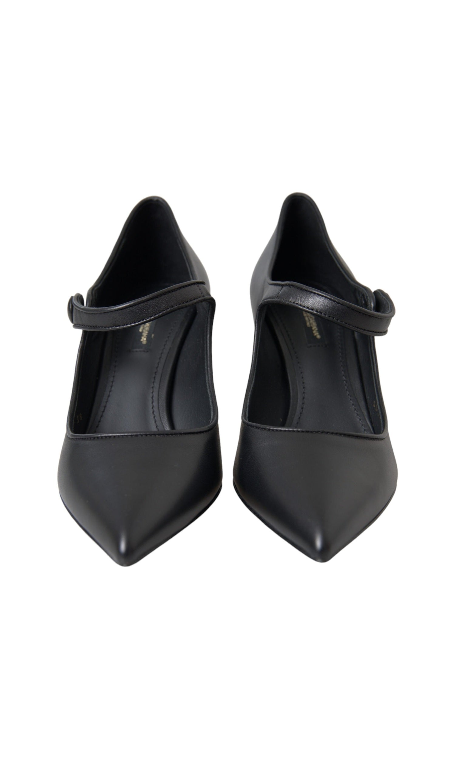 Dolce & Gabbana Black Leather Logo Heels Mary Janes Pumps Shoes Glam Steals