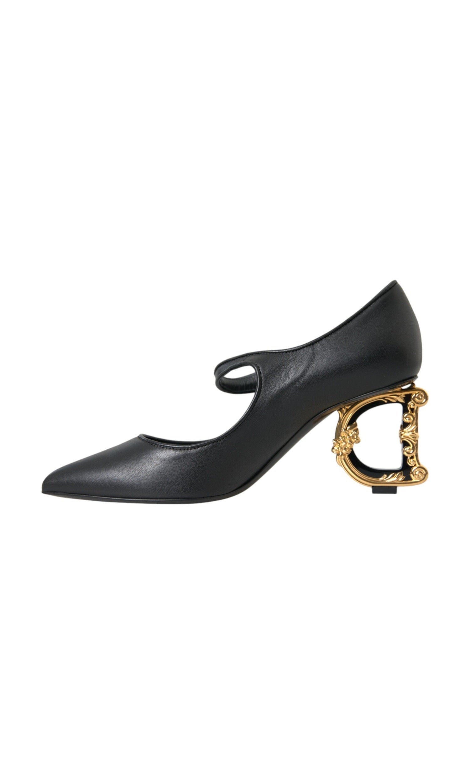 Dolce & Gabbana Black Leather Logo Heels Mary Janes Pumps Shoes Glam Steals