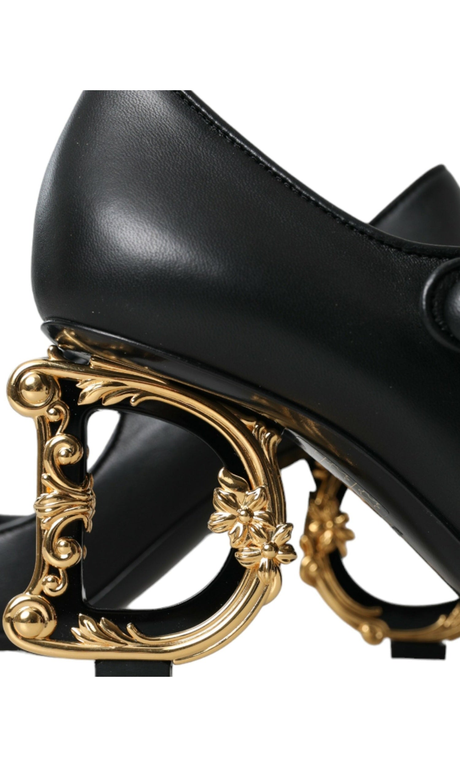 Dolce & Gabbana Black Leather Logo Heels Mary Janes Pumps Shoes Glam Steals