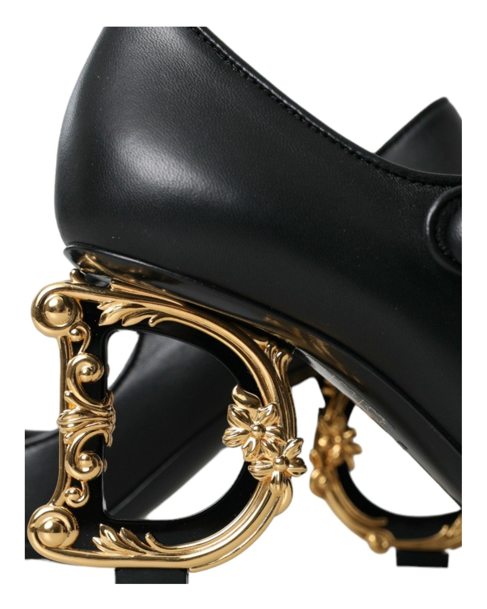 Dolce & Gabbana Black Leather Logo Heels Mary Janes Pumps Shoes Glam Steals