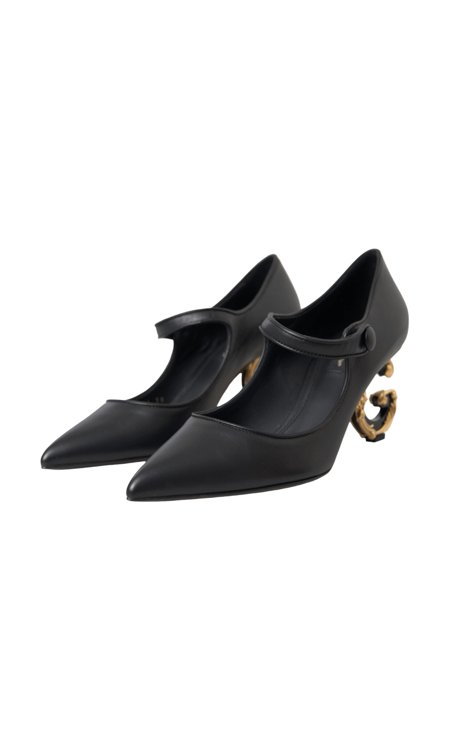 Dolce & Gabbana Black Leather Logo Heels Mary Janes Pumps Shoes Glam Steals