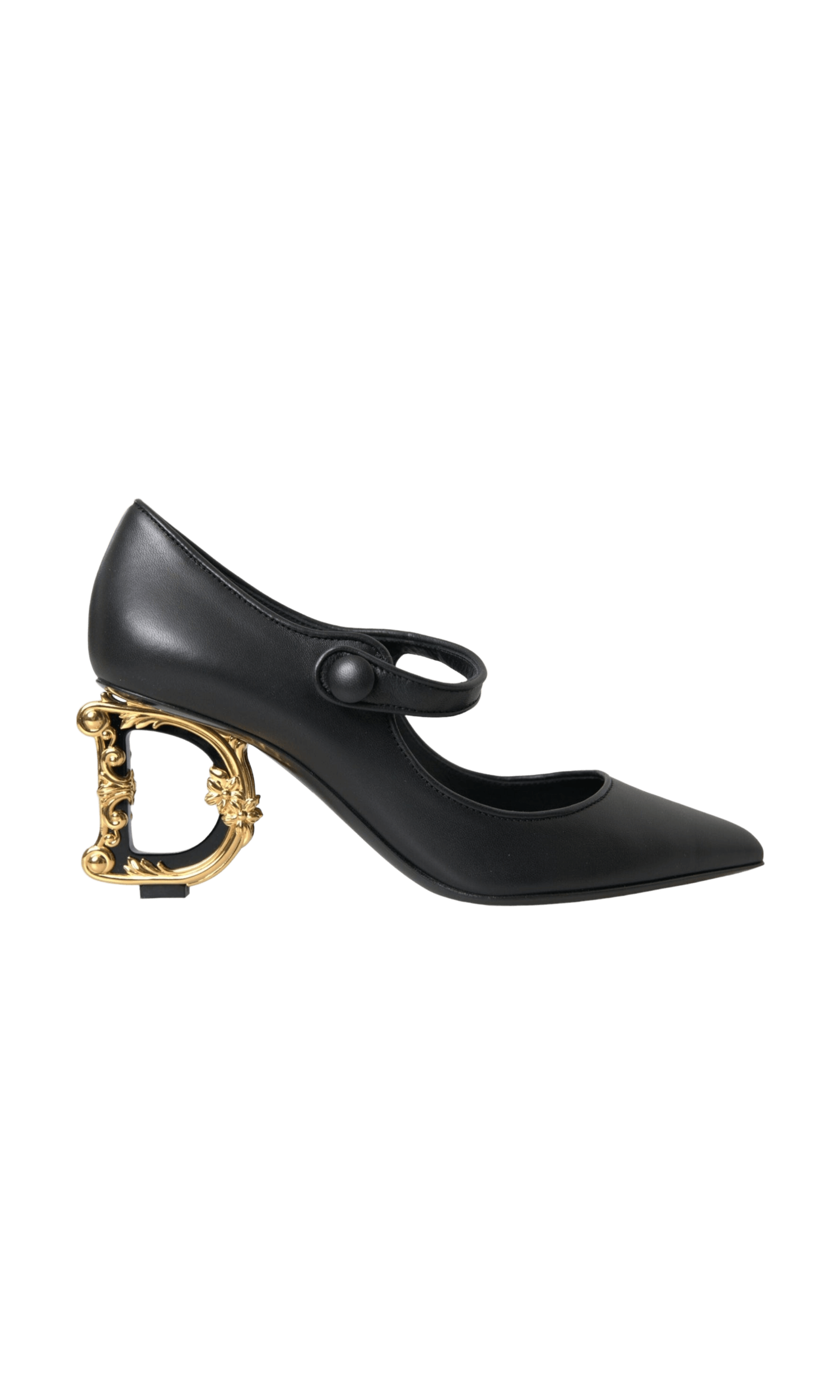 Dolce & Gabbana Black Leather Logo Heels Mary Janes Pumps Shoes Glam Steals