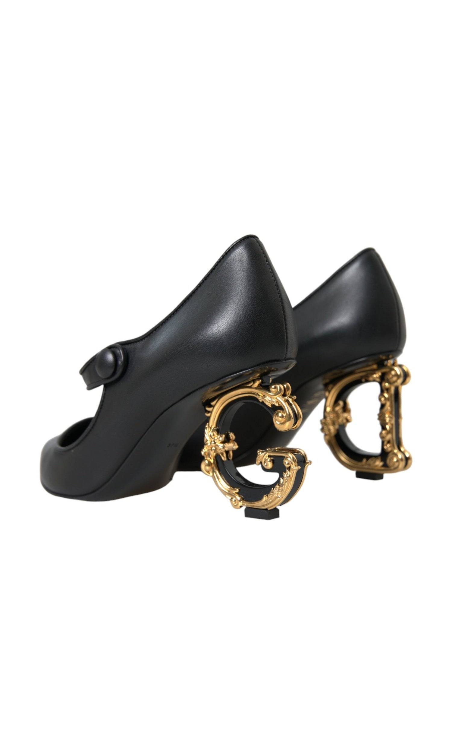 Dolce & Gabbana Black Leather Logo Heels Mary Janes Pumps Shoes Glam Steals